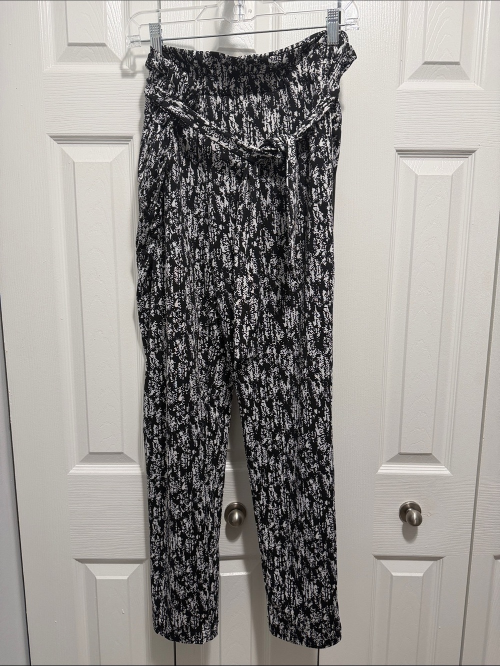 Counterparts Black & White Paperbag Waist Printed Trousers